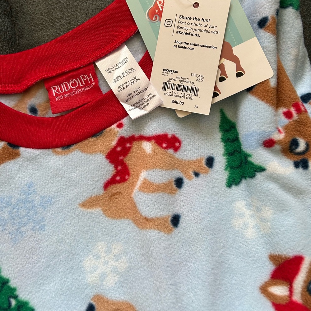 Kohl's Rudolph Red and Light Blue Pajama set